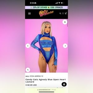 Candy Catz Agresly Blue Open Heart Leotard